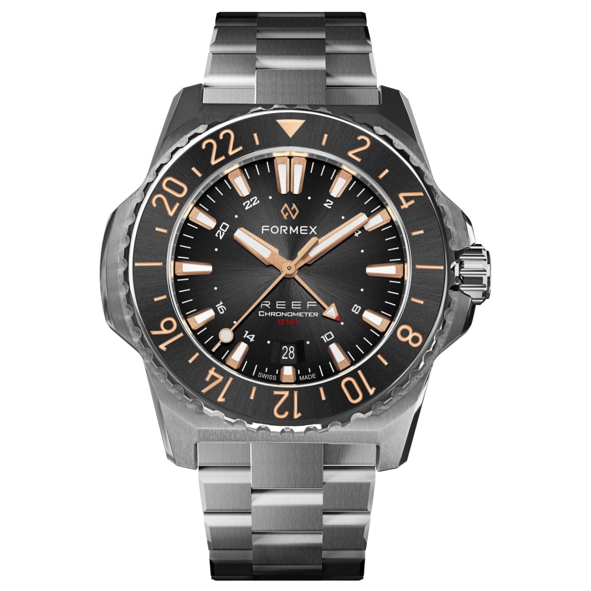 FORMEX REEF GMT - Black Dial with Rose Gold Elements - Stainless Steel