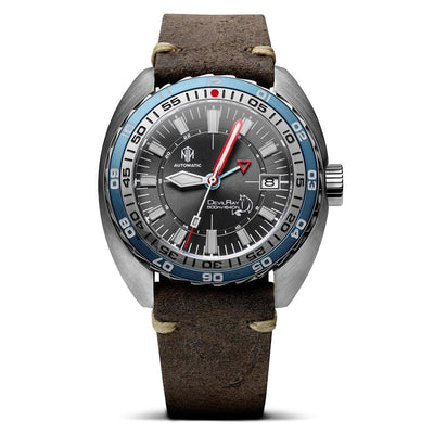 NTH DevilRay - Grey Sunburst GMT - Leather Strap - WatchGecko Exclusiv