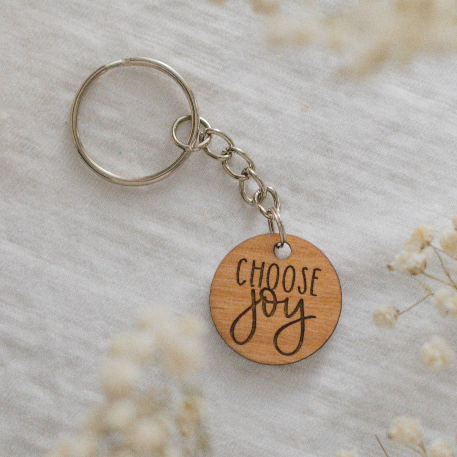 Choose Joy - Catholic Wood Keychain