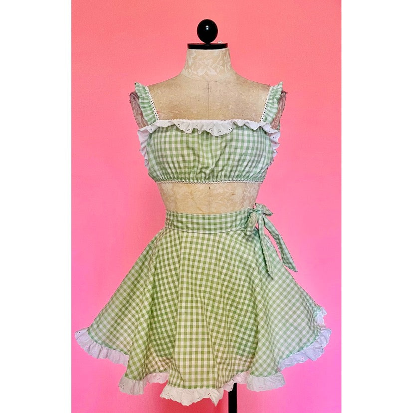 The Darla Set in Green Gingham – Malicious Designs