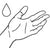 Image d'une main avec une goutte qui représente la voie d'utilisation cutanée qu'on retrouve dans la légende et dans les recettes disponibles dans le blogue de l'atelier boutique Red Point