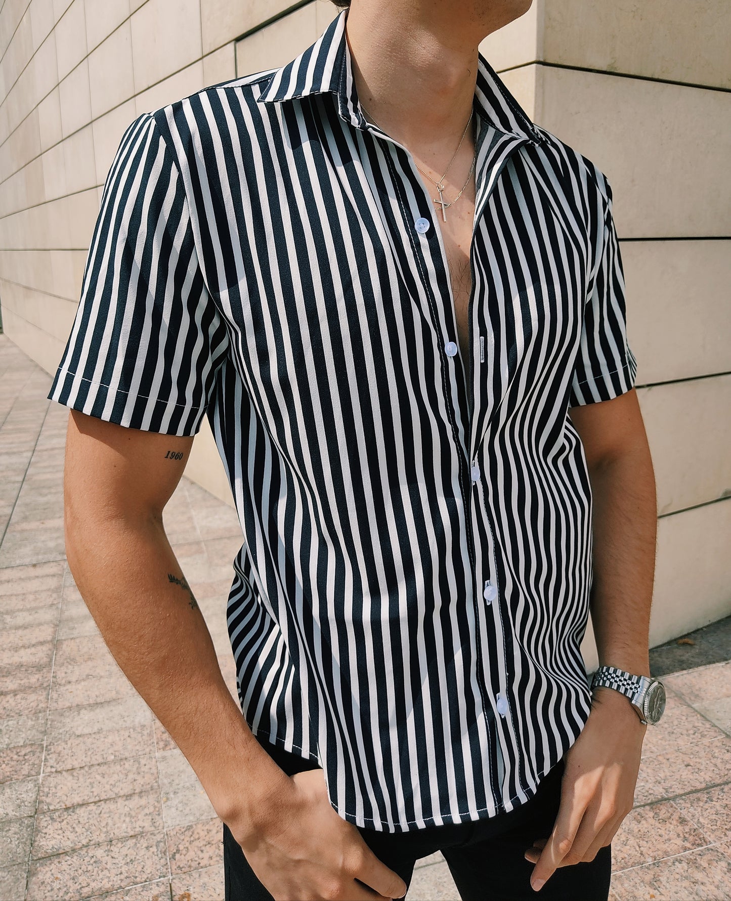 Palacio de los niños explique Reconocimiento Camisa A Juego De Rayas De Color Para Hombres Camisas 2019 Nueva Moda De  Verano Para Hombre Camisas De Manga Corta Para Hombre Blusa | islamiyyat.com