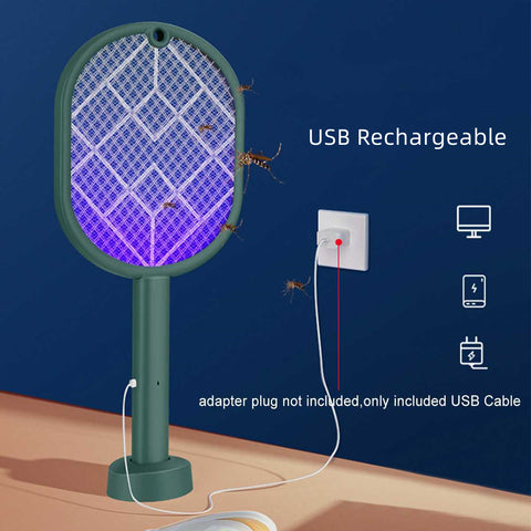 electric swatter displaying light trap while being recharged 