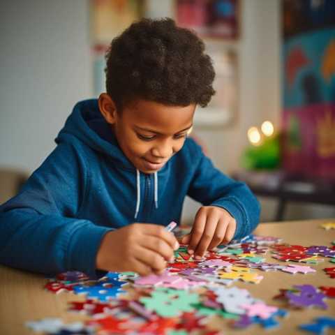 enfant qui fait un puzzle