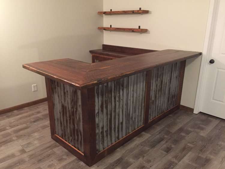 Rustic Reclaimed Barn Wood Barn Door Mini Fridge Bar