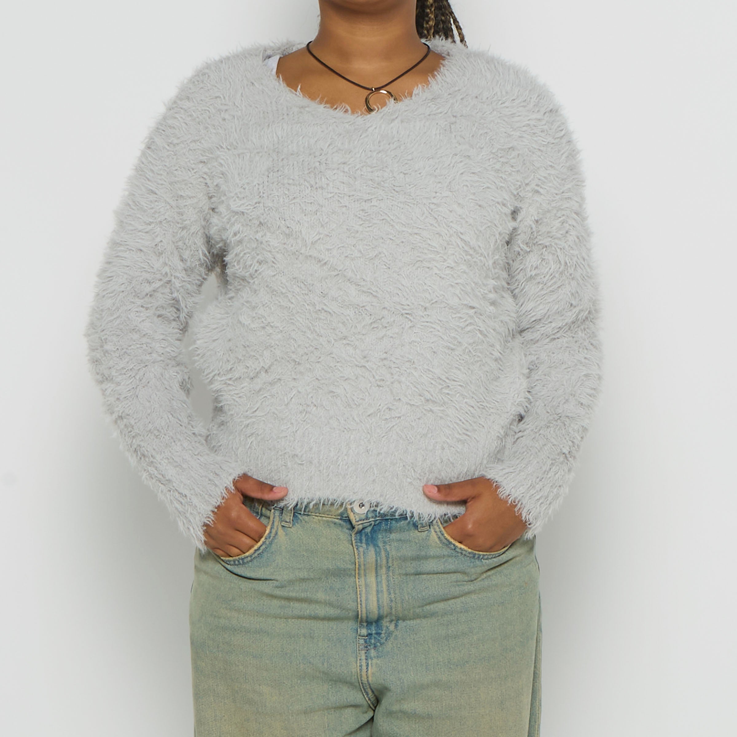 image of Fluffy Round Neck Jumper - M