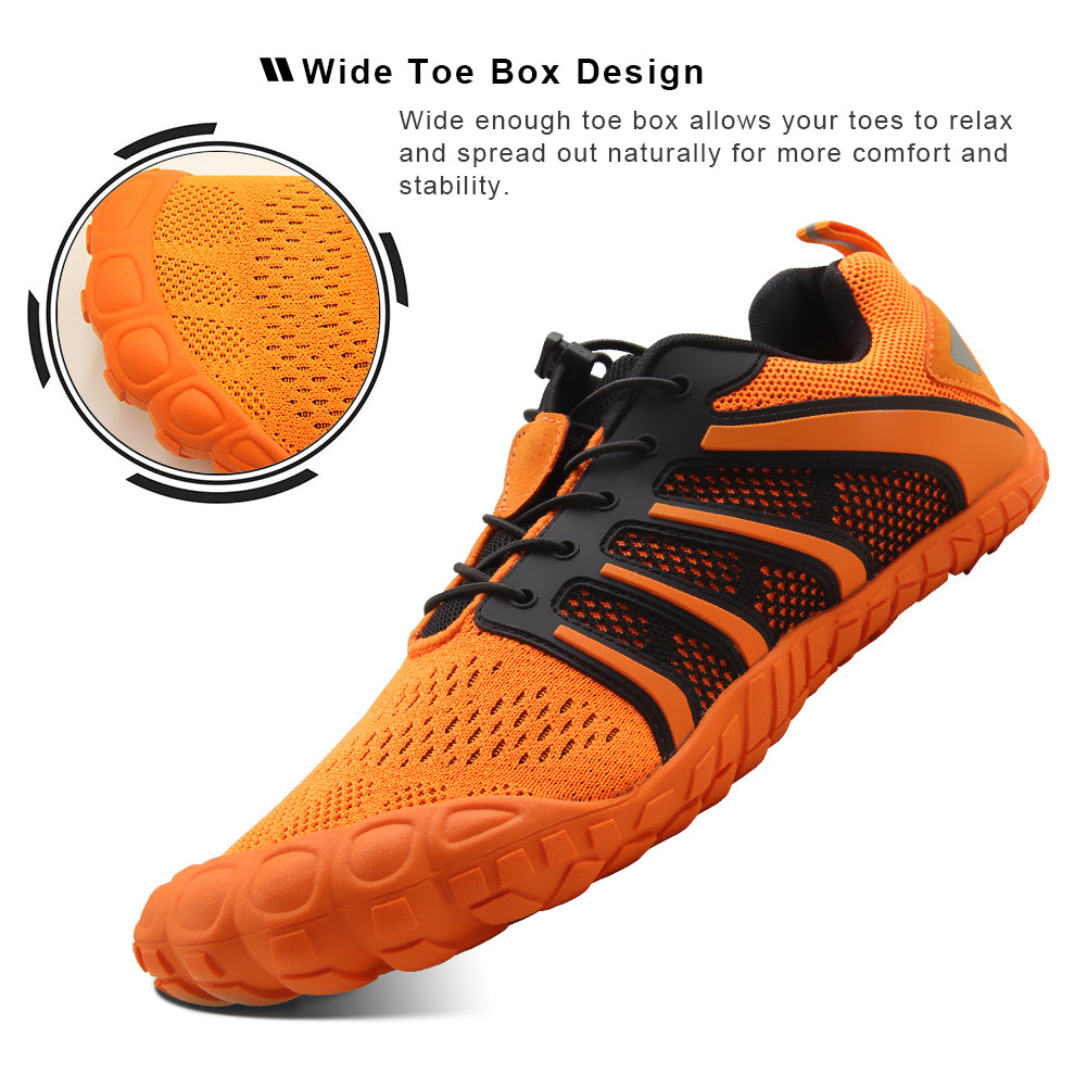 Oranginer Men's No-Tie Lace Minimalist Barefoot Shoes NTL - Orange