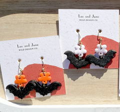 Clay bat earrings