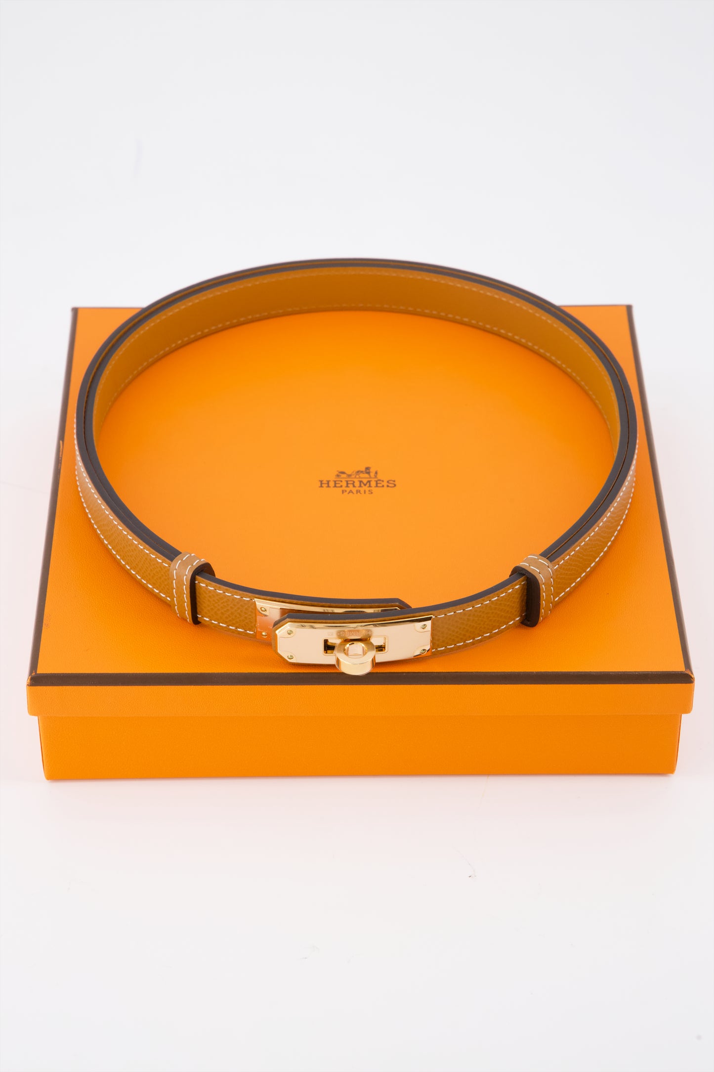 Hermès Kelly 18 belt white epsom with gold hardware - BOPF