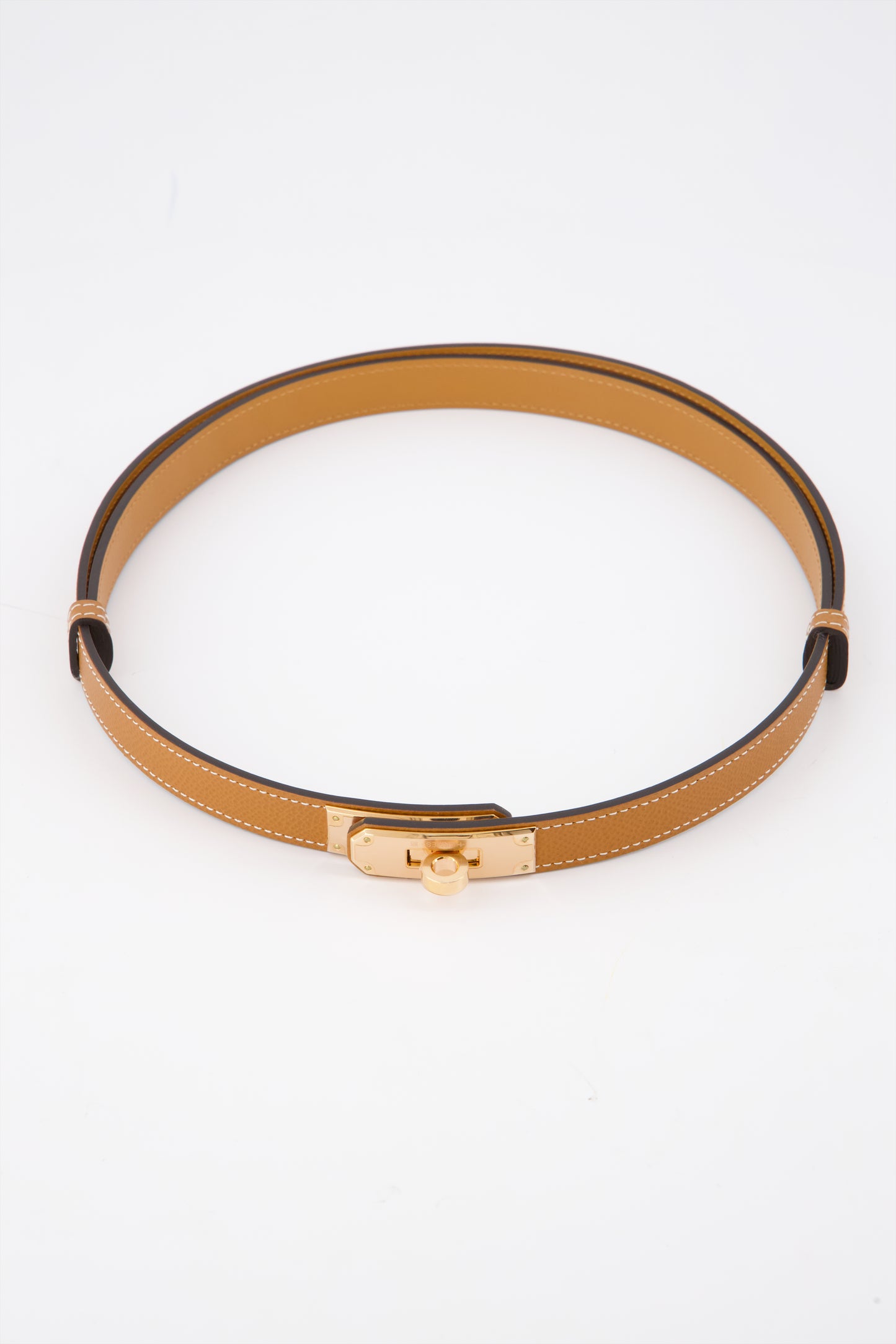 Hermes Kelly 18 Belt Gold/Golden Brown Epsom leather with Rose Gold-plated  buckle