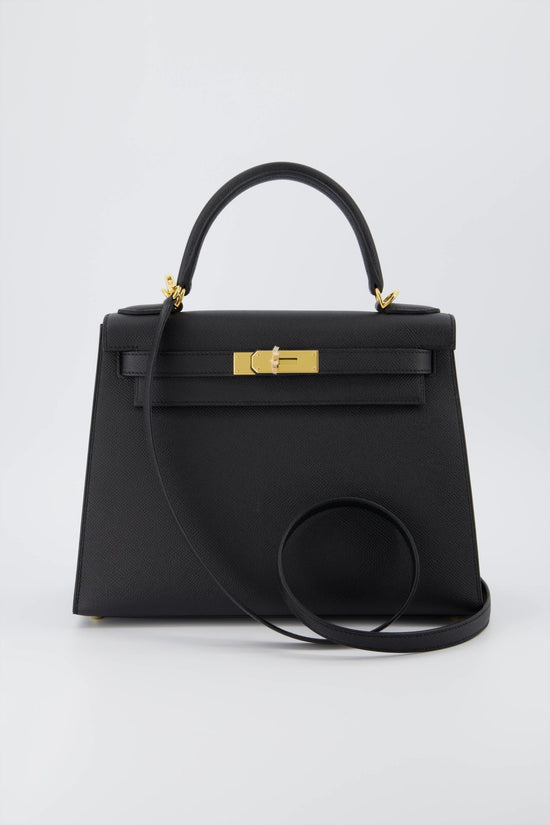 Hermes Birkin Sellier Bag 25cm Black Box Gold Hardware