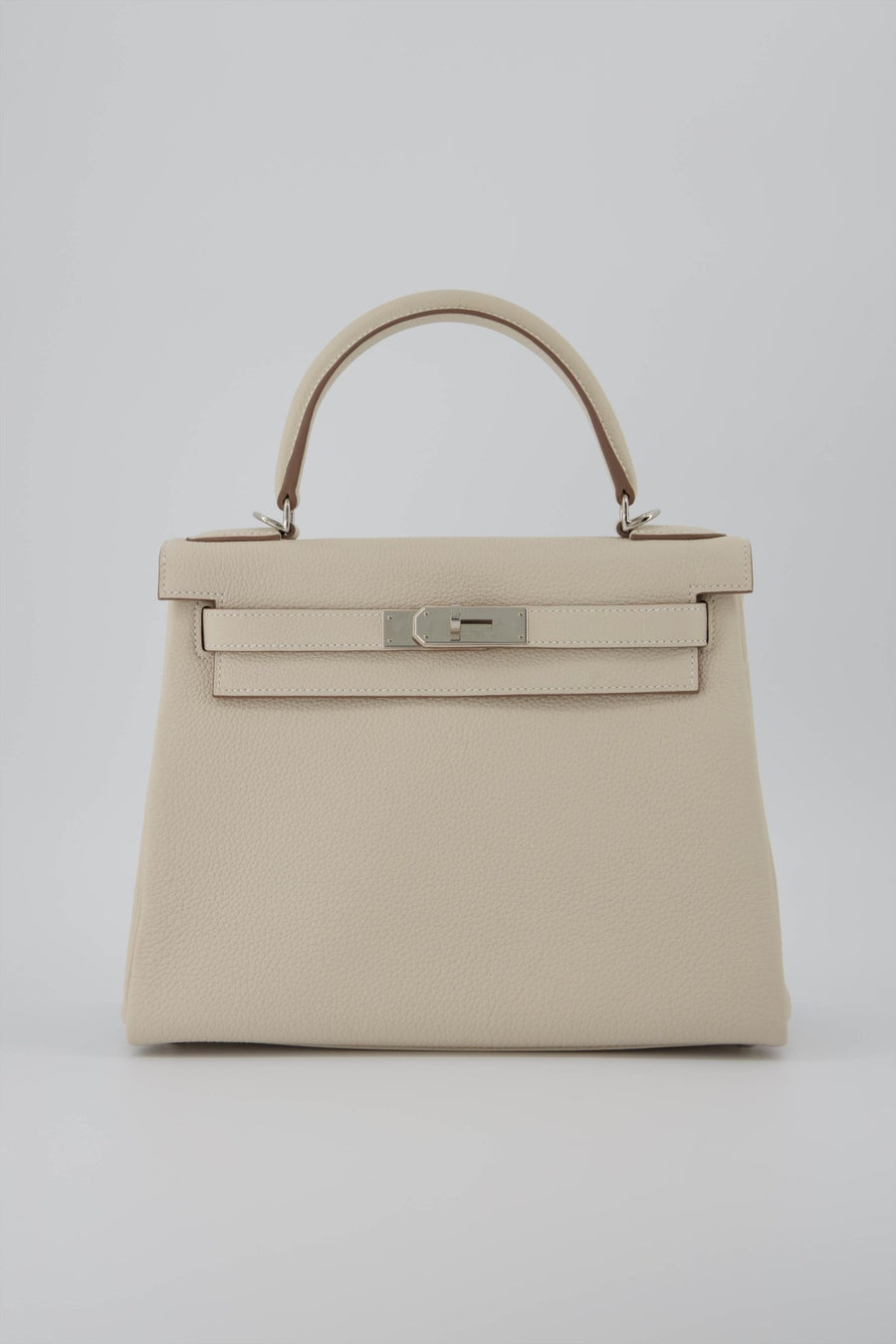 Hermes Mini Kelly 19cm Epsom Leather Palladium Hardware, Craie