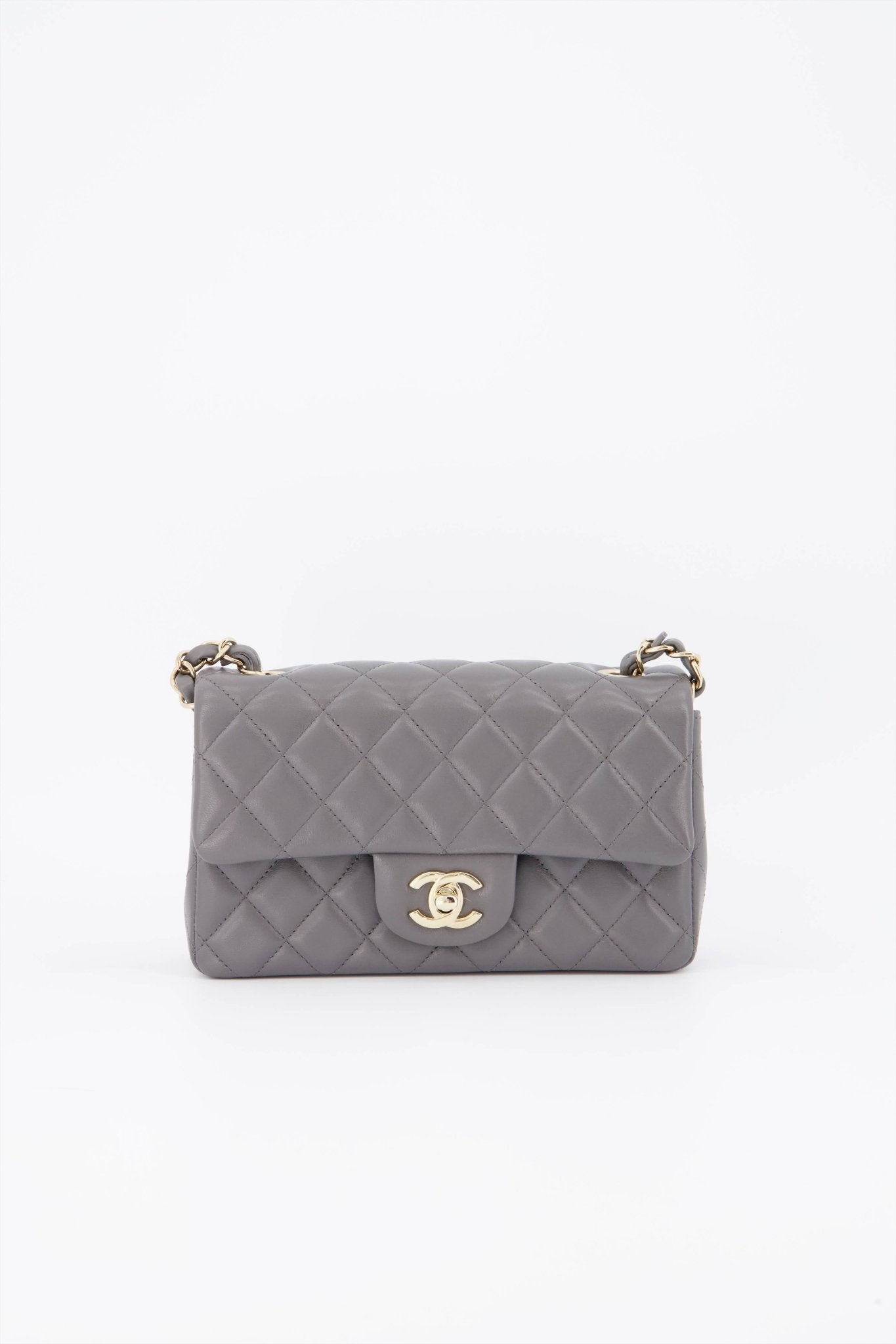 chanel mini flap grey