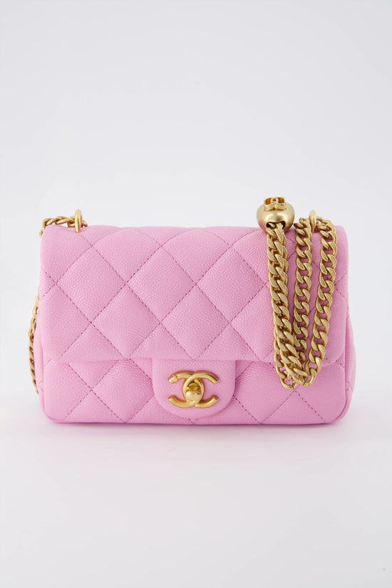 CHANEL Pink Calf Skin Small 22 Bag Brushed Gold Hardware