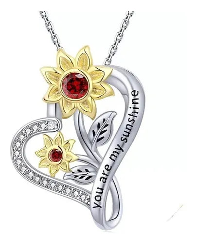 Daisy Flower Infinite Heart Necklace 925 Sterling Silver You Are My Sunshine Pendant Chain for Women Jewelry Valentine Day Gift - Silver Wholesalers Sterling S product image