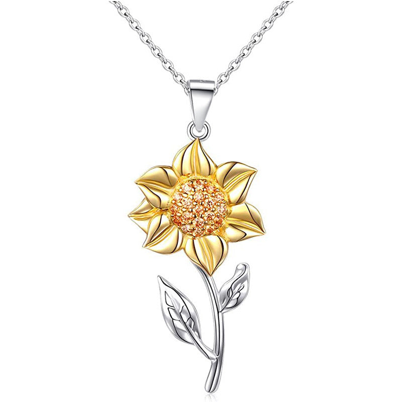 Gift for Mom and Daughter, 925 Sterling Silver Two Tone Flower Pendant Necklace for Best Friends - Silver Wholesalers Sterling S product image