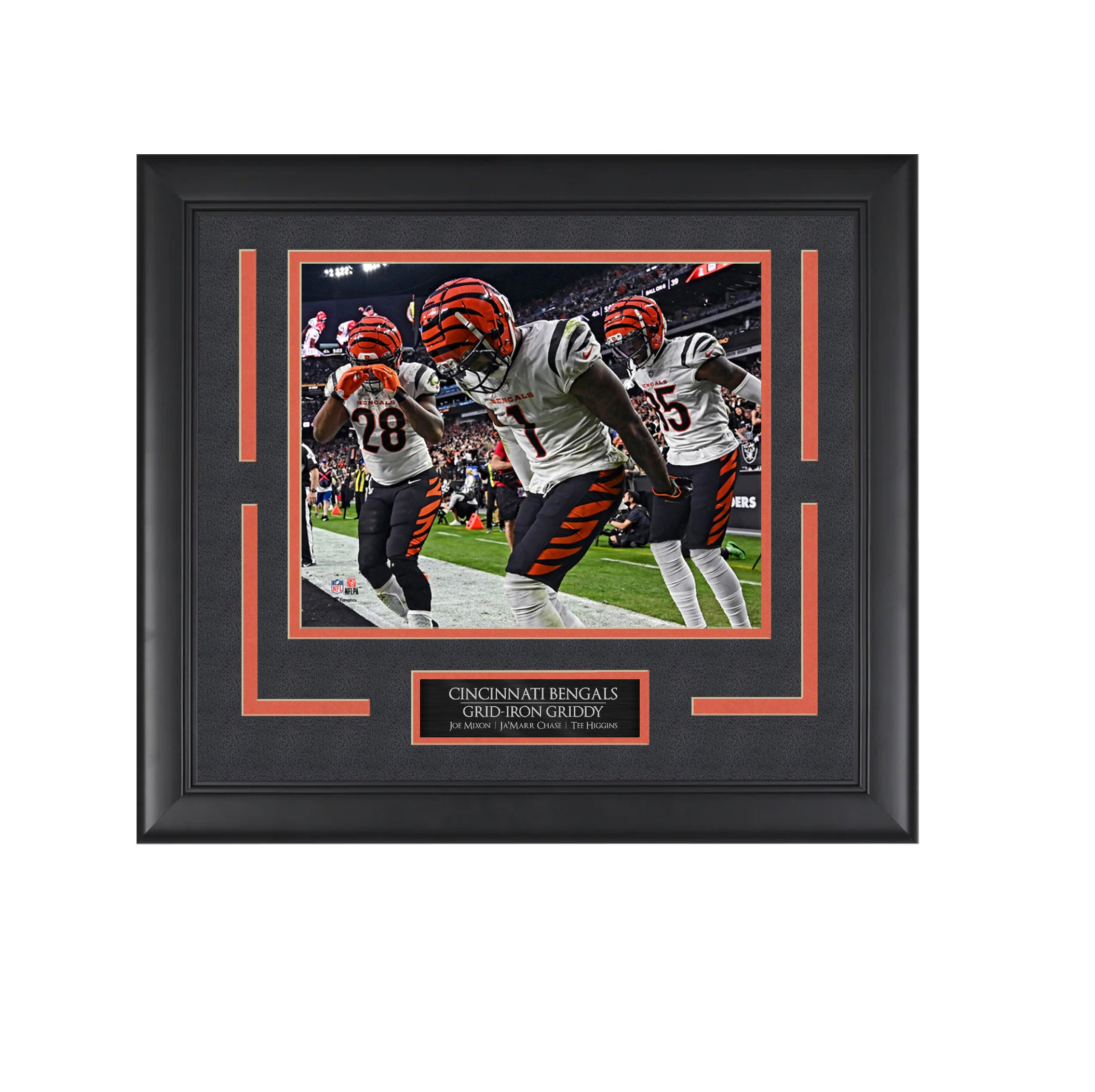 Chase, Mixon, Higgins - Grid Iron Griddy - Framed Football Photo – Boxed  Memories