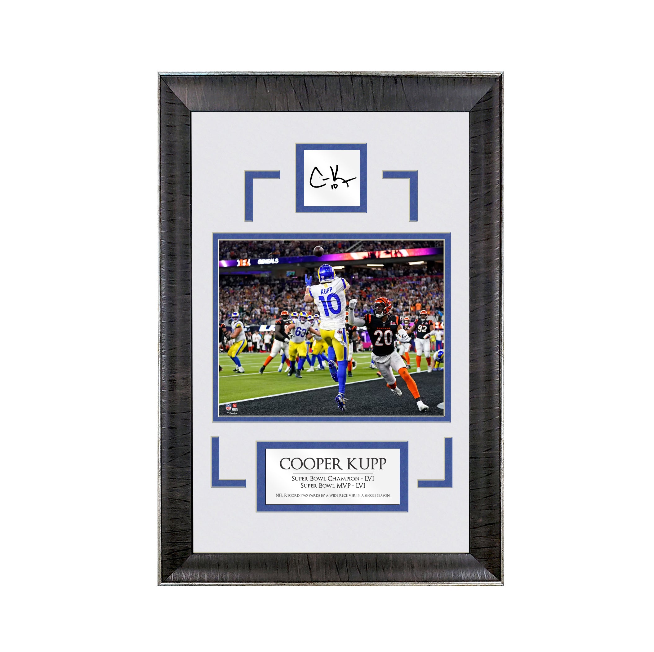 Cooper Kupp Autograph Signed Rams 8x10 Photo Black Framed Blue 