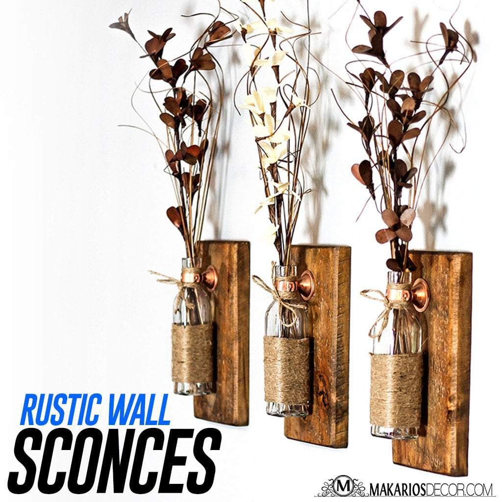 Shop Makarios Rustic Wall Sconces Reclaimed Wood Wall Sconces