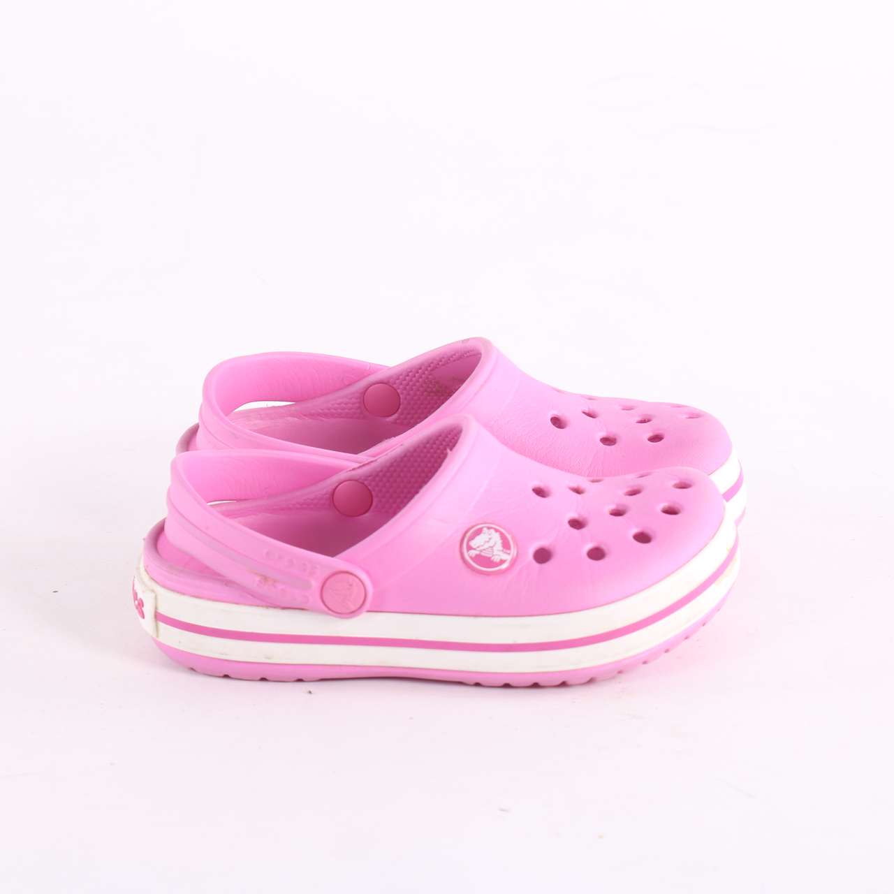 Crocs Pink Crocs with White - Size 9 - White Rose Fashion