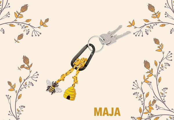 Troika Carabiner Keychain with bee and beehive charms