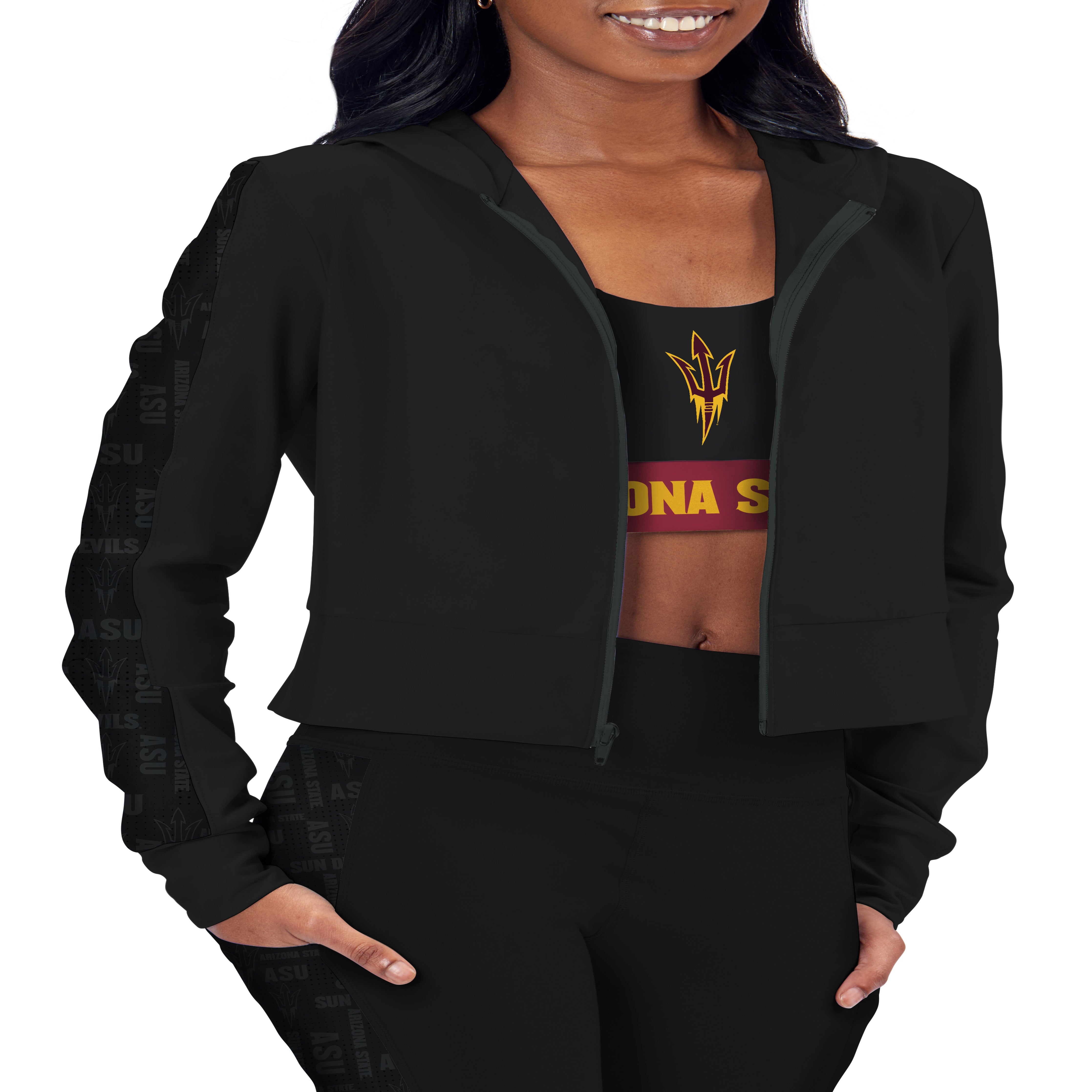 ASU Crop Zip Hoody BLK