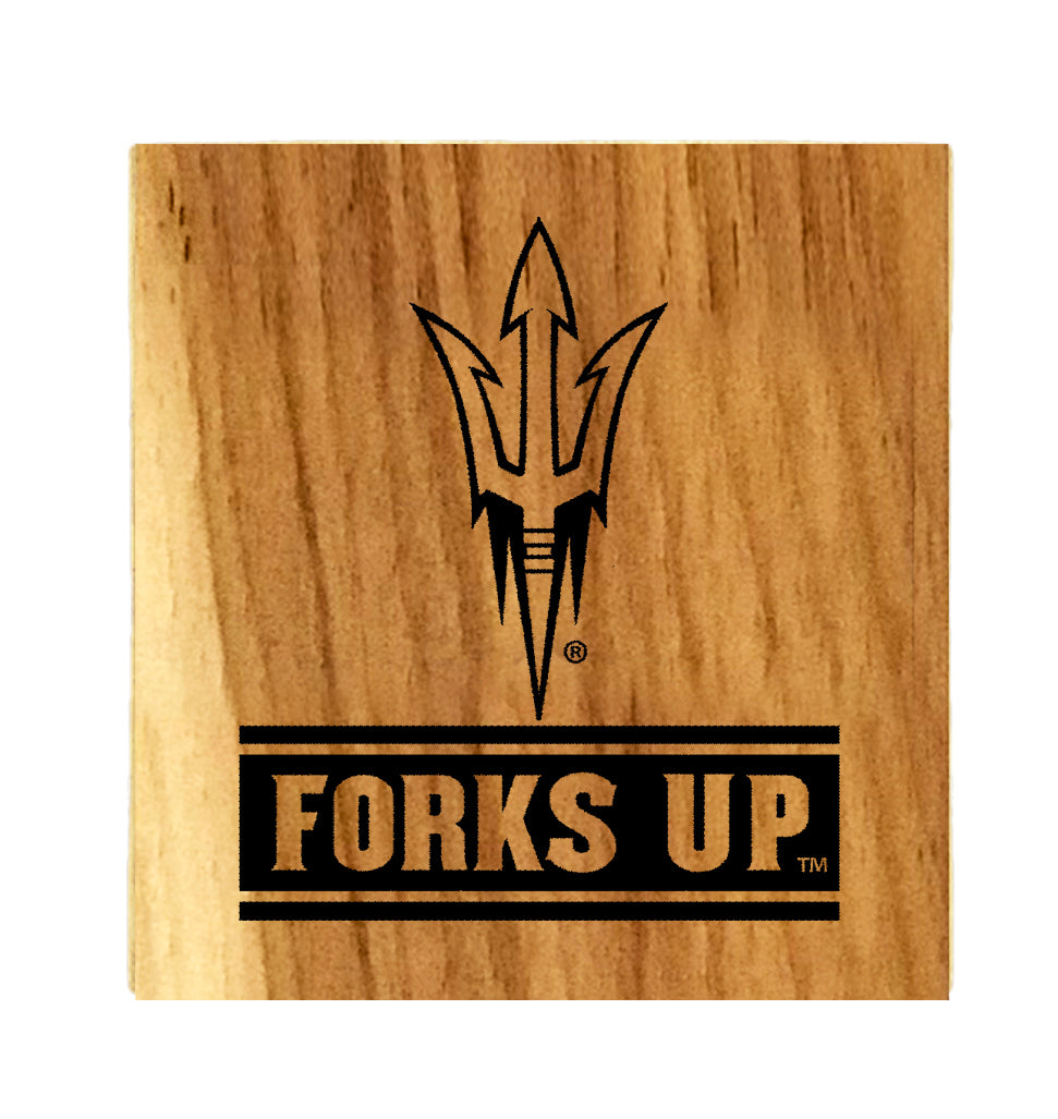 ASU Forks Up Wood Coaster Set