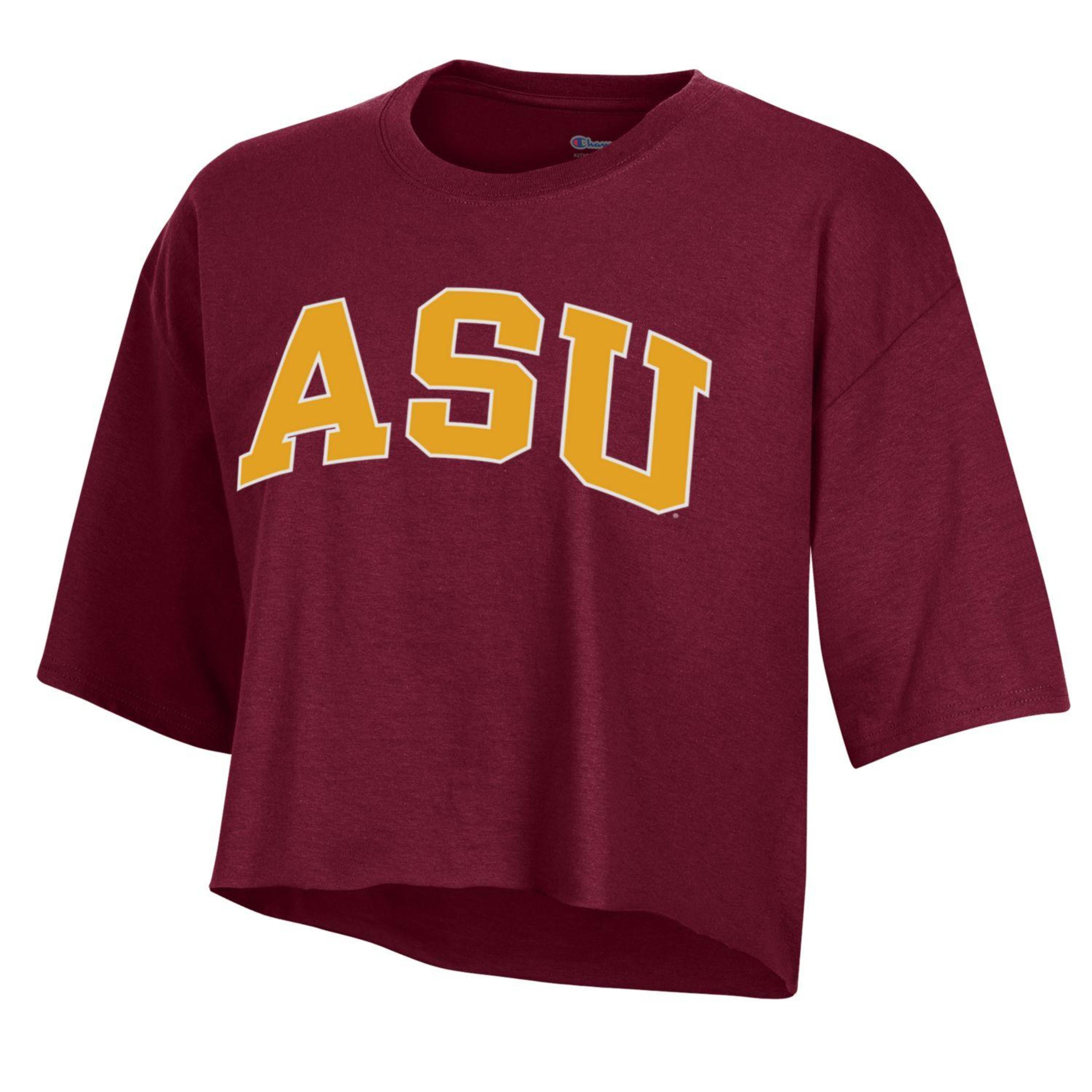 ASU Arched Boyfriend Crop Tee MRN