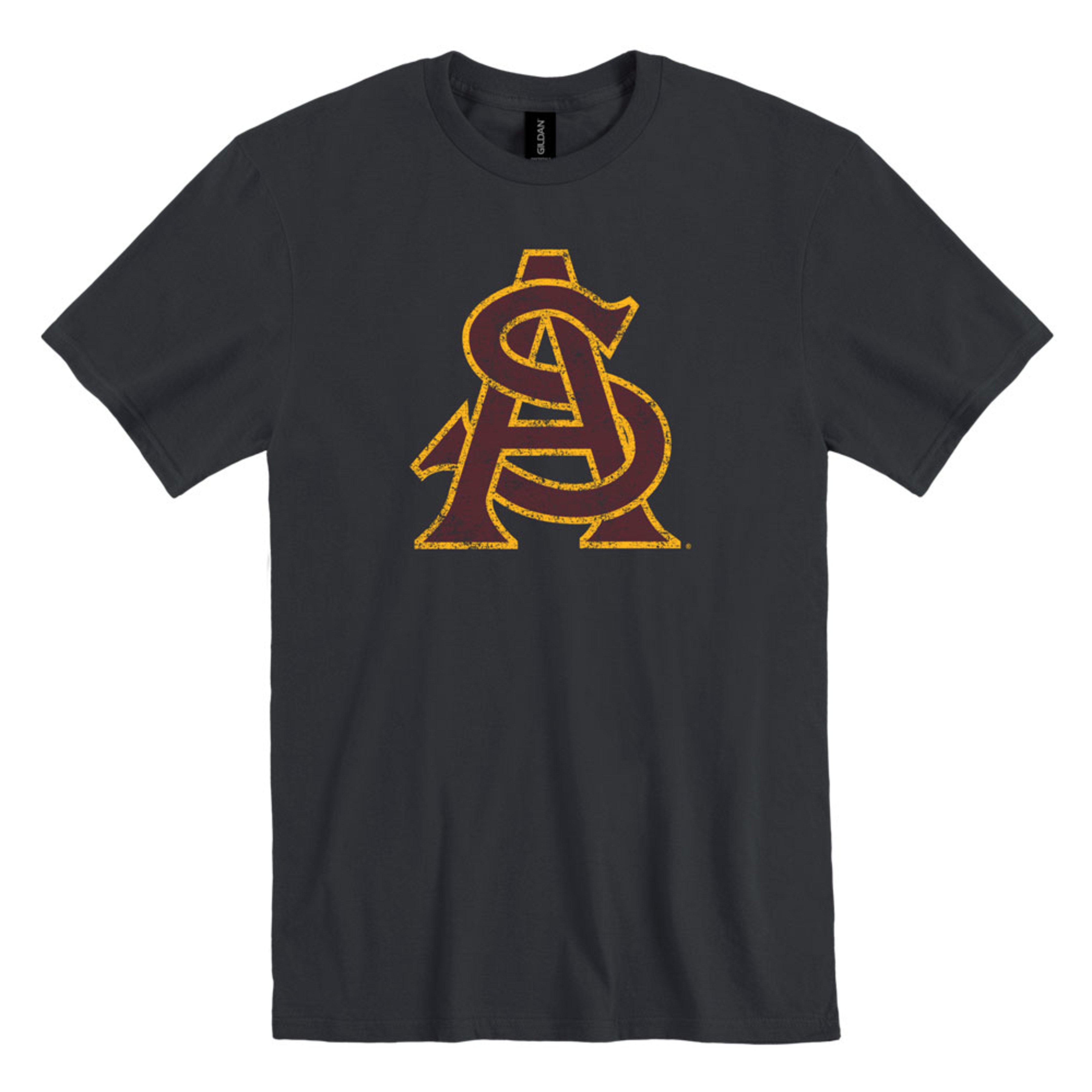 ASU Distressed A&S Tee BLK