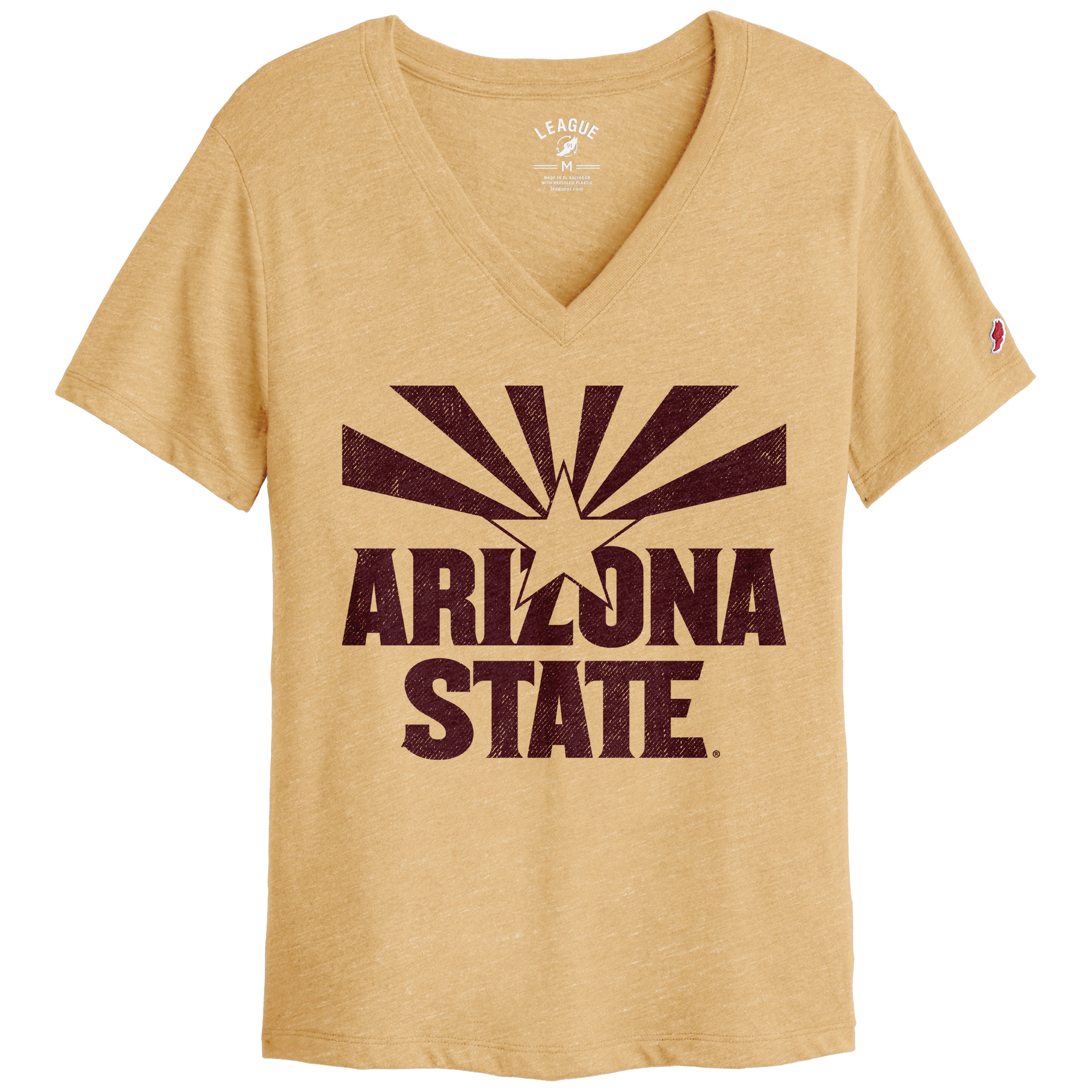 ASU Ladies State Flag V-neck Tee GLD