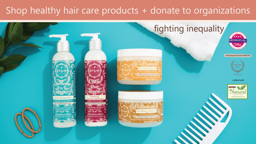 Shop healthy hair care products + donate to organizations fighting inequality