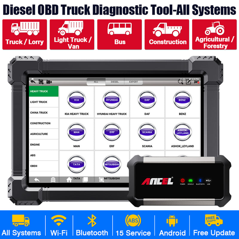 Heavy Duty Truck Diagnostic Scanner Ancel X7 HD 12V