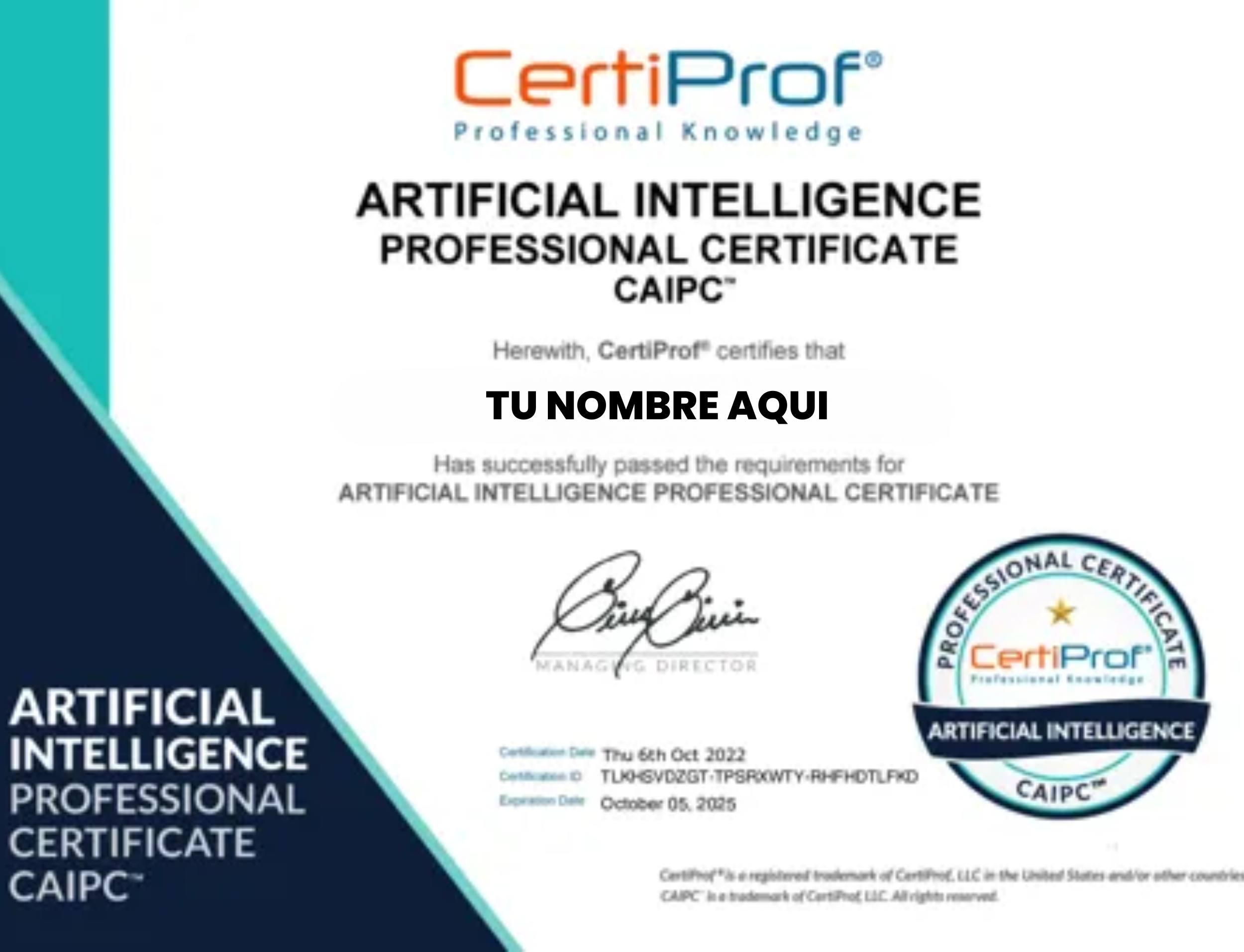 Certificación Artificial Intelligence Professional - CAIPC®