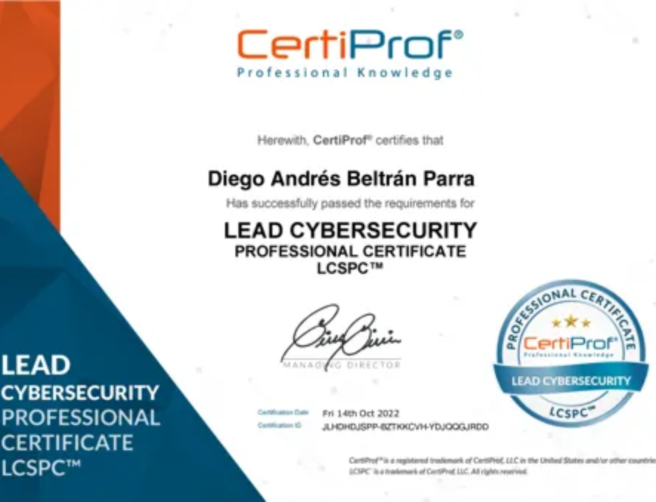Certificación Lead CyberSecurity Professional - LCSPC™