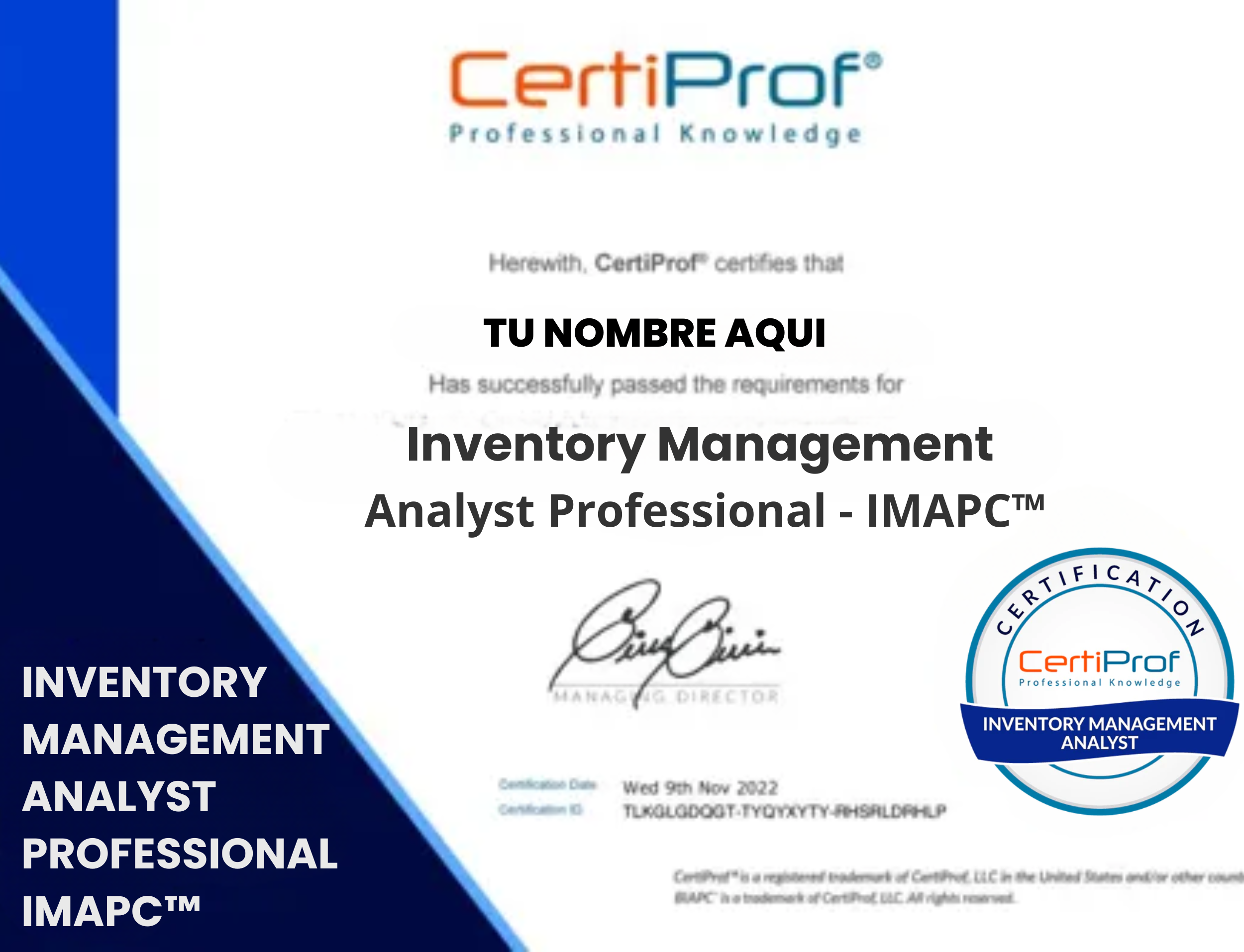 Certifido Inventory Management Analyst Professional - IMAPC™