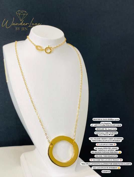 18k Saudi Gold 18 Inches Necklace With Pendant.