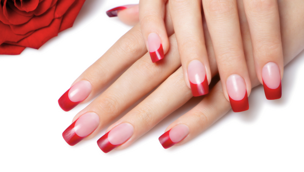 french manicure dip red