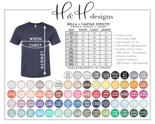 H&H Size and Color Charts