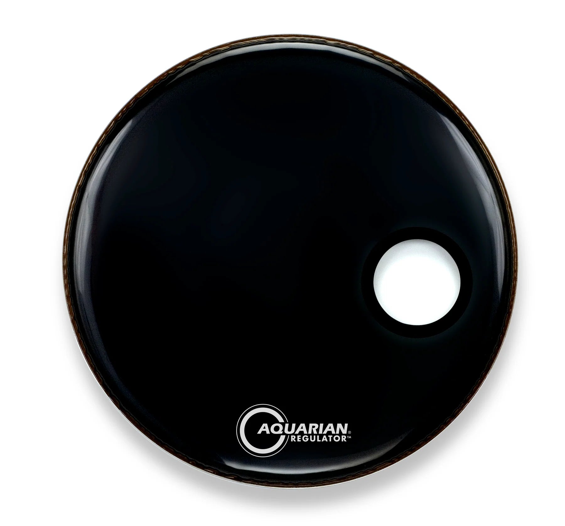 24" Aquarian Regulator Front Bass Drumhead - Black w/ 4 .75" Hole
