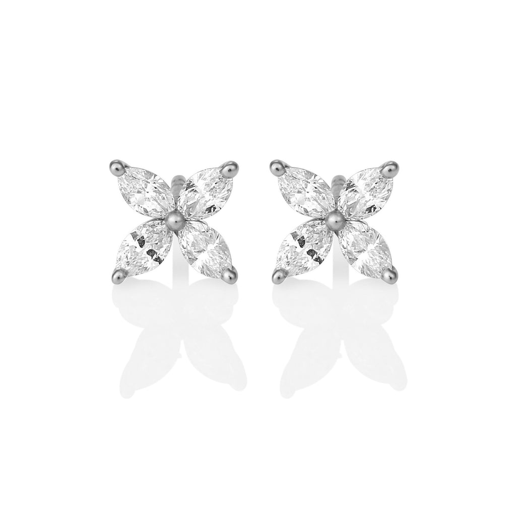 Ornate Floral Diamond Stud Earrings |Lightweight Designs | CaratLane