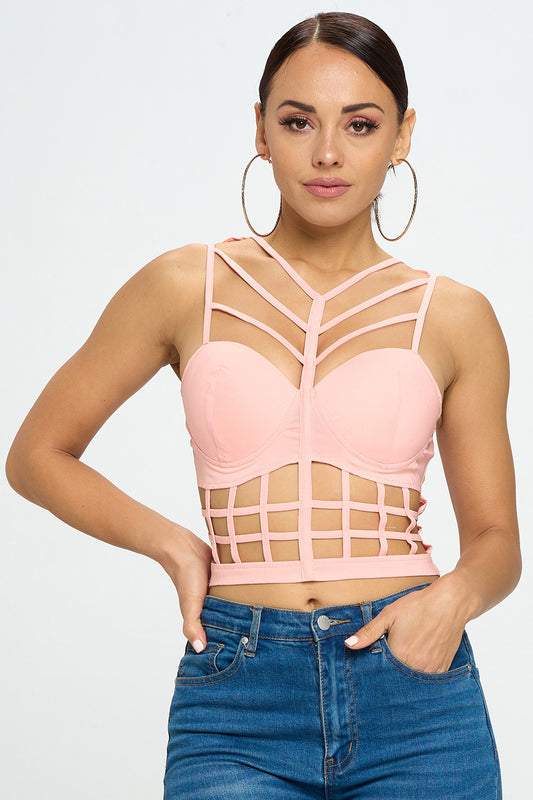 DENIM PADDED ZIPPER BACK CROP TOP – OhYes Fashion