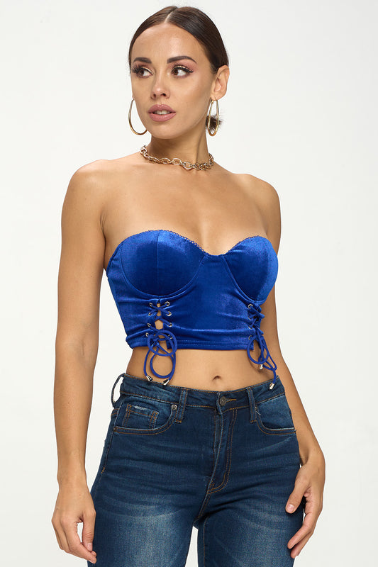 SATIN CORSET STRAPLESS TUBE CROP TOP