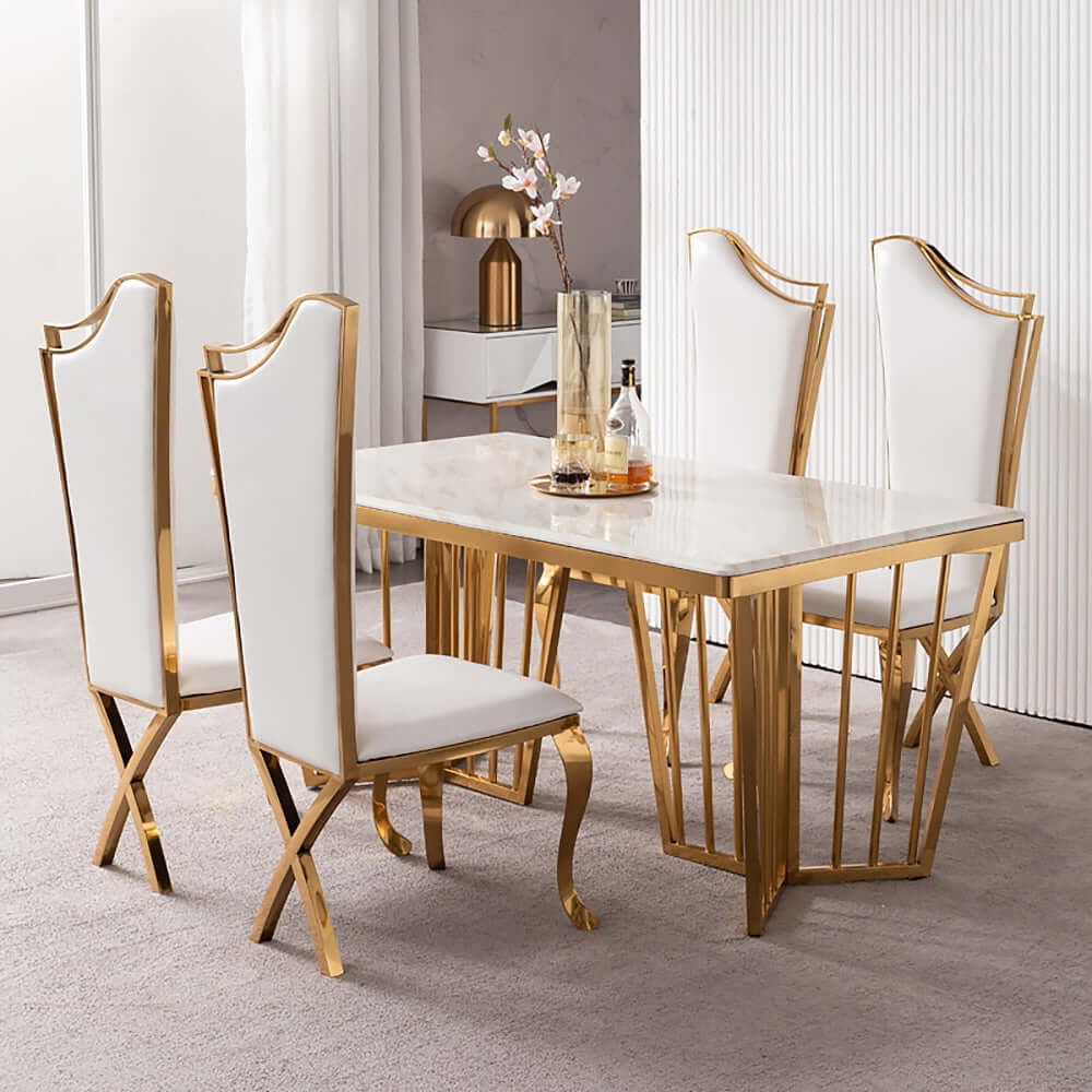 gold upholstered dining chairs