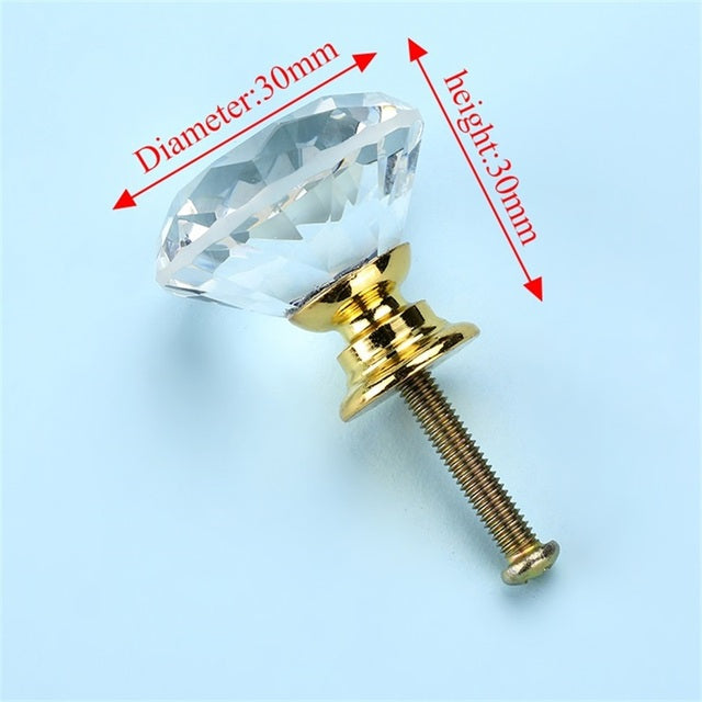NAIERDI Crystal Glass Knobs Diamond Shape Design Cupboard Drawer Pull Kitchen Cabinet Door Wardrobe Handles Hardware - bankshayes40