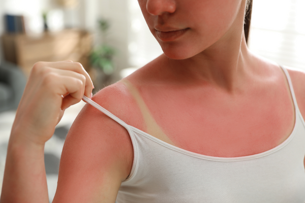 Woman with sunburn