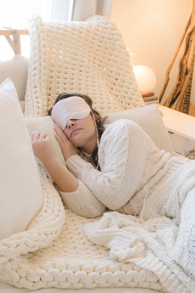 Lying down wearing  a Heated SILK mask