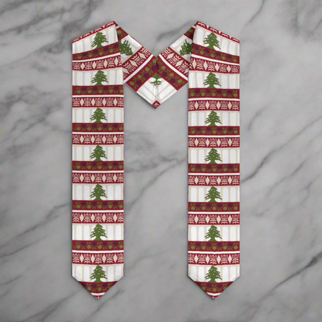 Lebanese Flag Print Graduation Sash