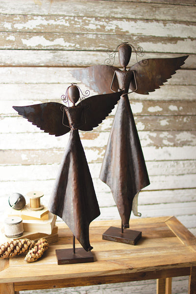 Set Of Two Metal Christmas Angels - Hearts Attic 