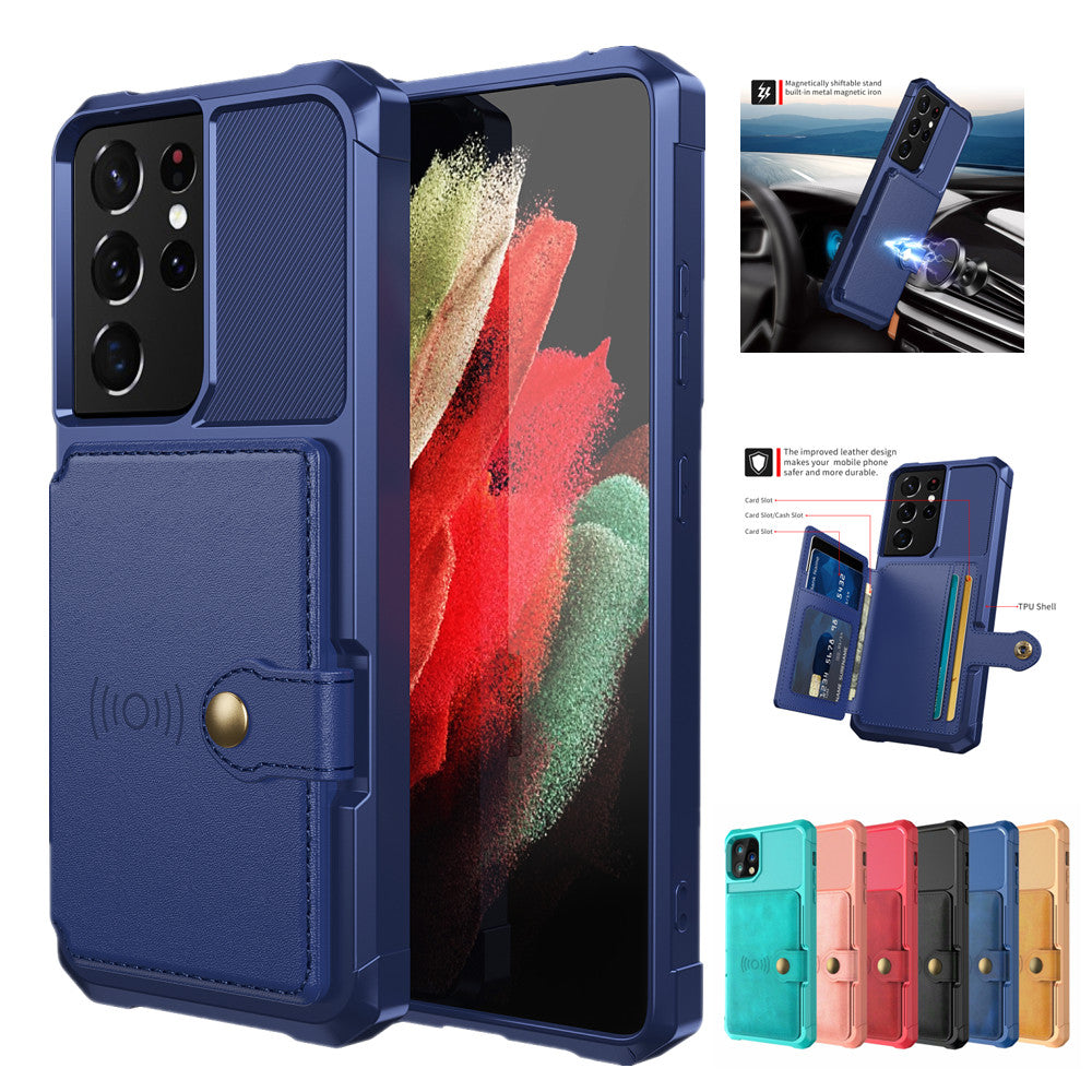 Leather Wallet Armor Shockproof Case for Samsung Galaxy