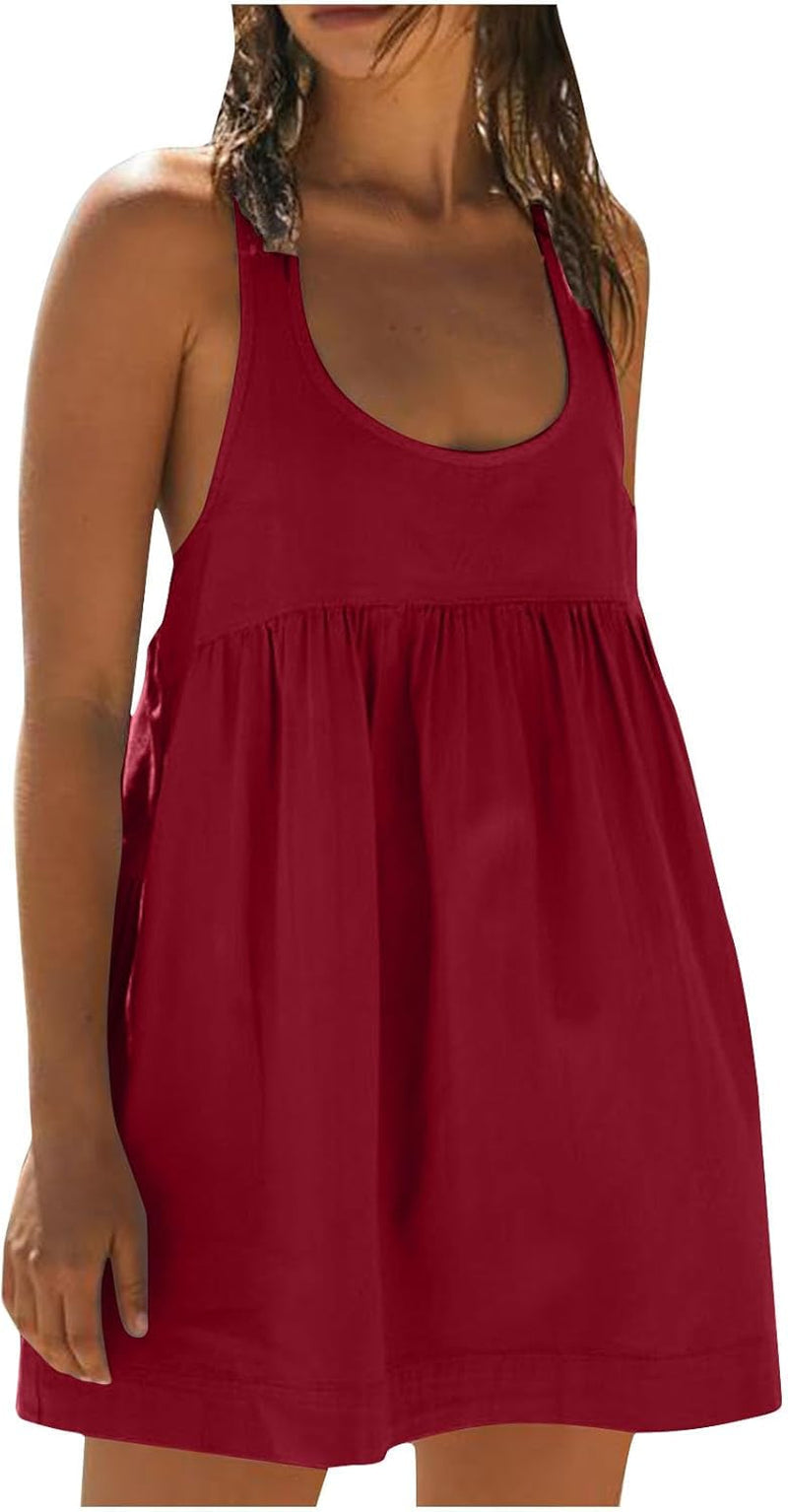 Trendy Summer Women's Sundress with Square Neck and Open Back